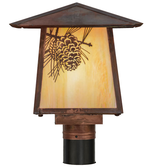 Meyda Tiffany Lighting 54862 Stillwater One Light Post Mount Outdoor Copper/Antique/Verde