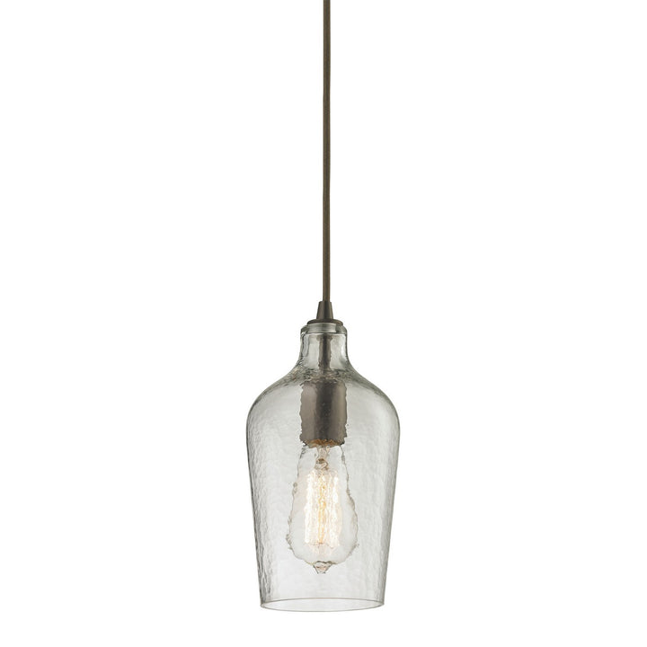 Elk Hammered Glass 10331/1CLR Pendant Light - Oil Rubbed Bronze