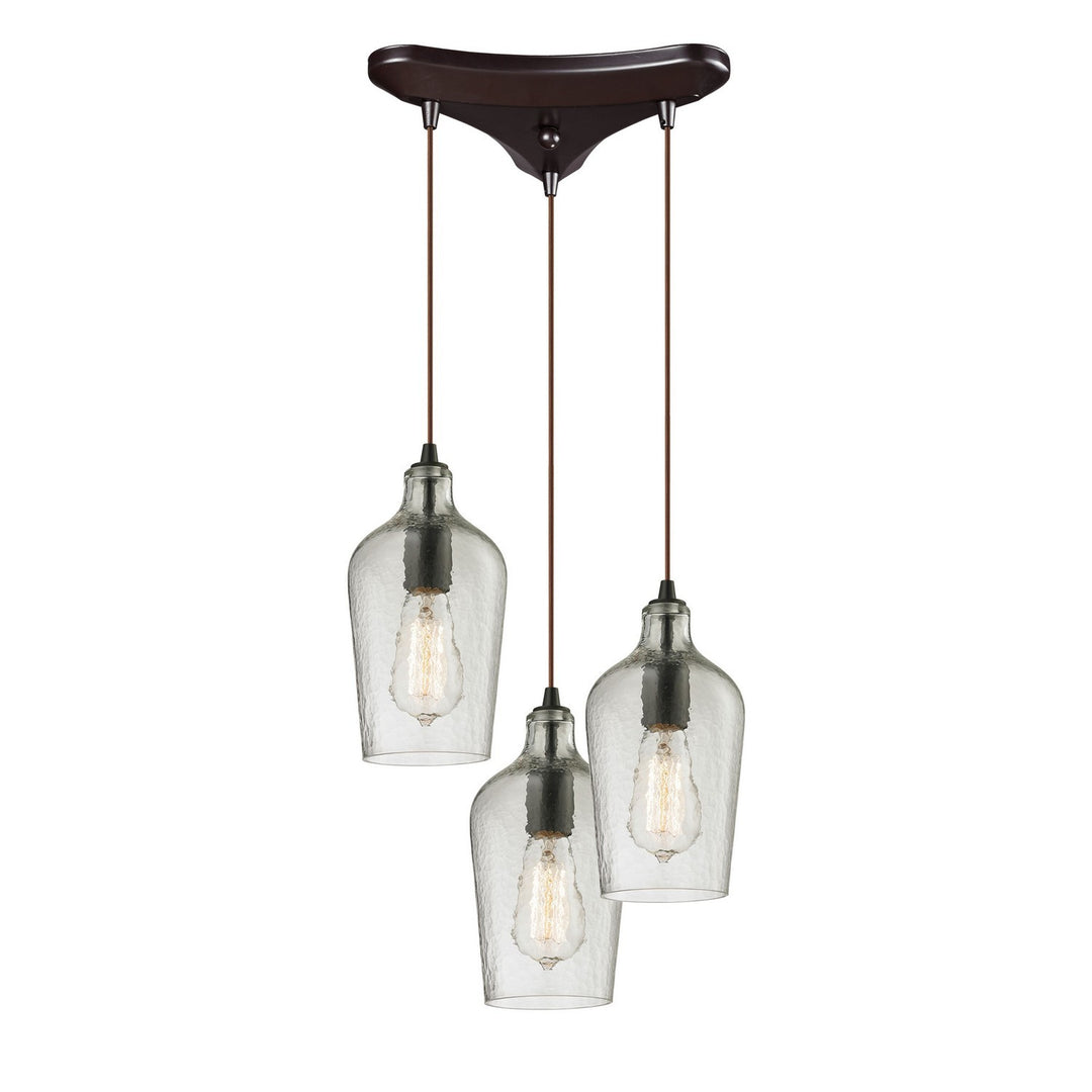 Elk Hammered Glass 10331/3CLR Pendant Light - Oil Rubbed Bronze