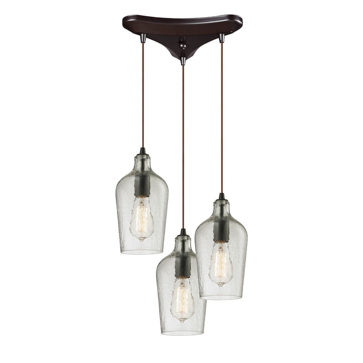 Elk Hammered Glass 10331/3CLR Pendant Light - Oil Rubbed Bronze