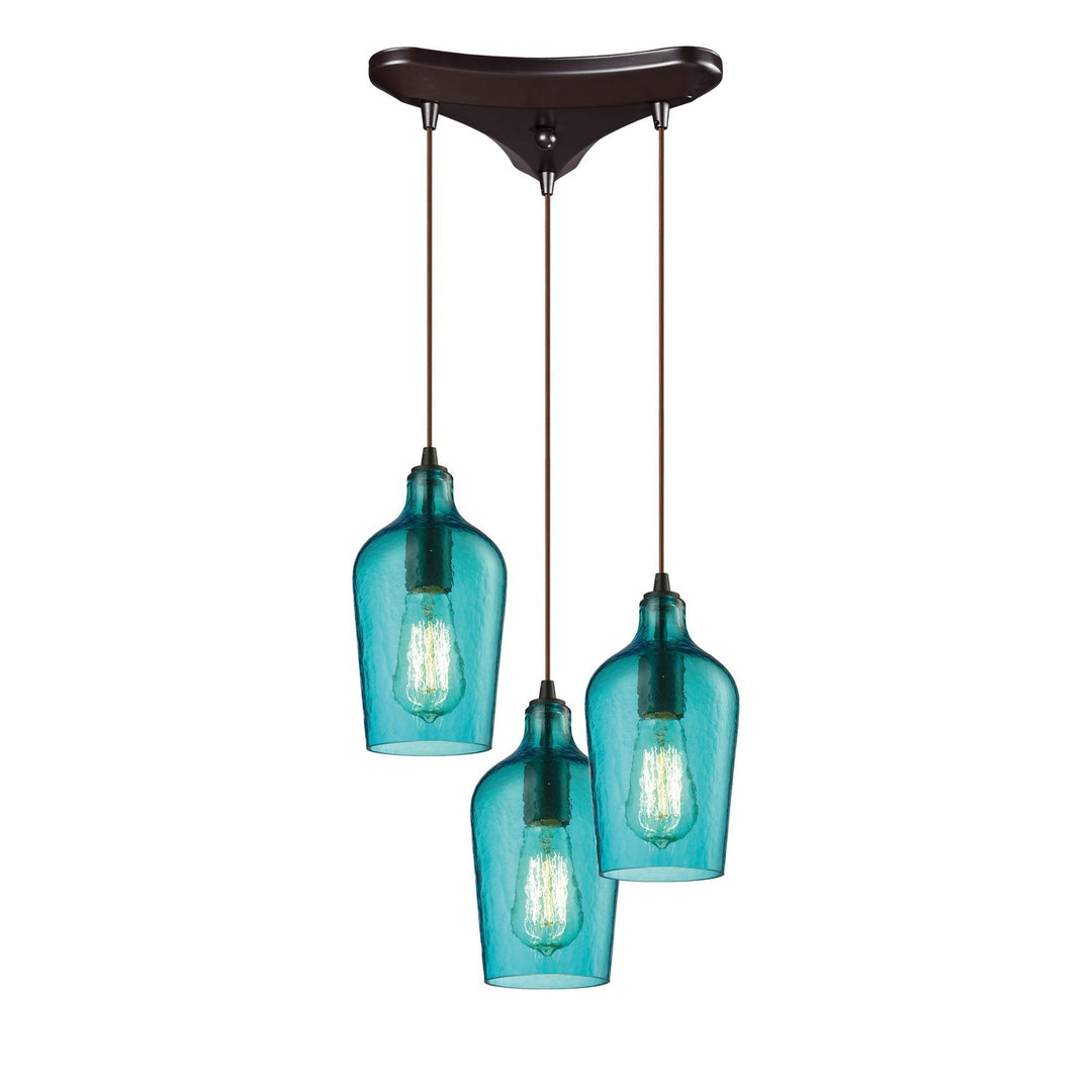 Elk Hammered Glass 10331/3HAQ Pendant Light - Oil Rubbed Bronze