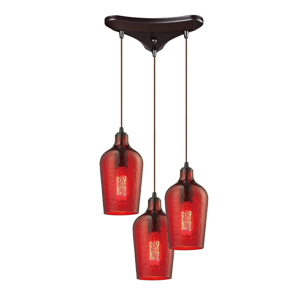Elk Hammered Glass 10331/3HRD Pendant Light - Oil Rubbed Bronze