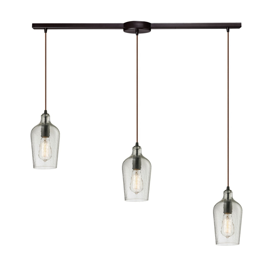 Elk Hammered Glass 10331/3L-CLR Pendant Light - Oil Rubbed Bronze