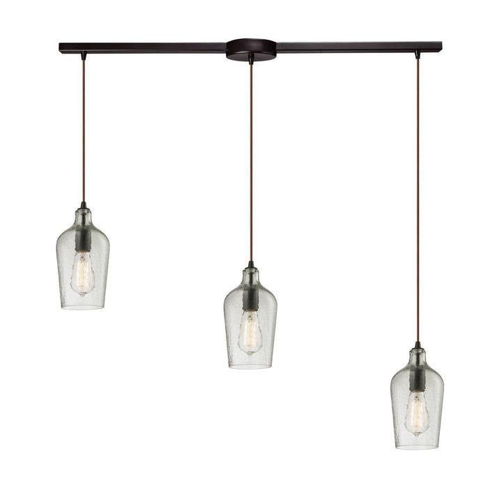 Elk Hammered Glass 10331/3L-CLR Pendant Light - Oil Rubbed Bronze