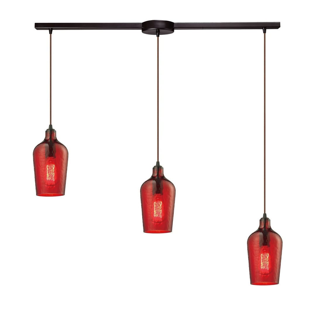 Elk Hammered Glass 10331/3L-HRD Pendant Light - Oil Rubbed Bronze