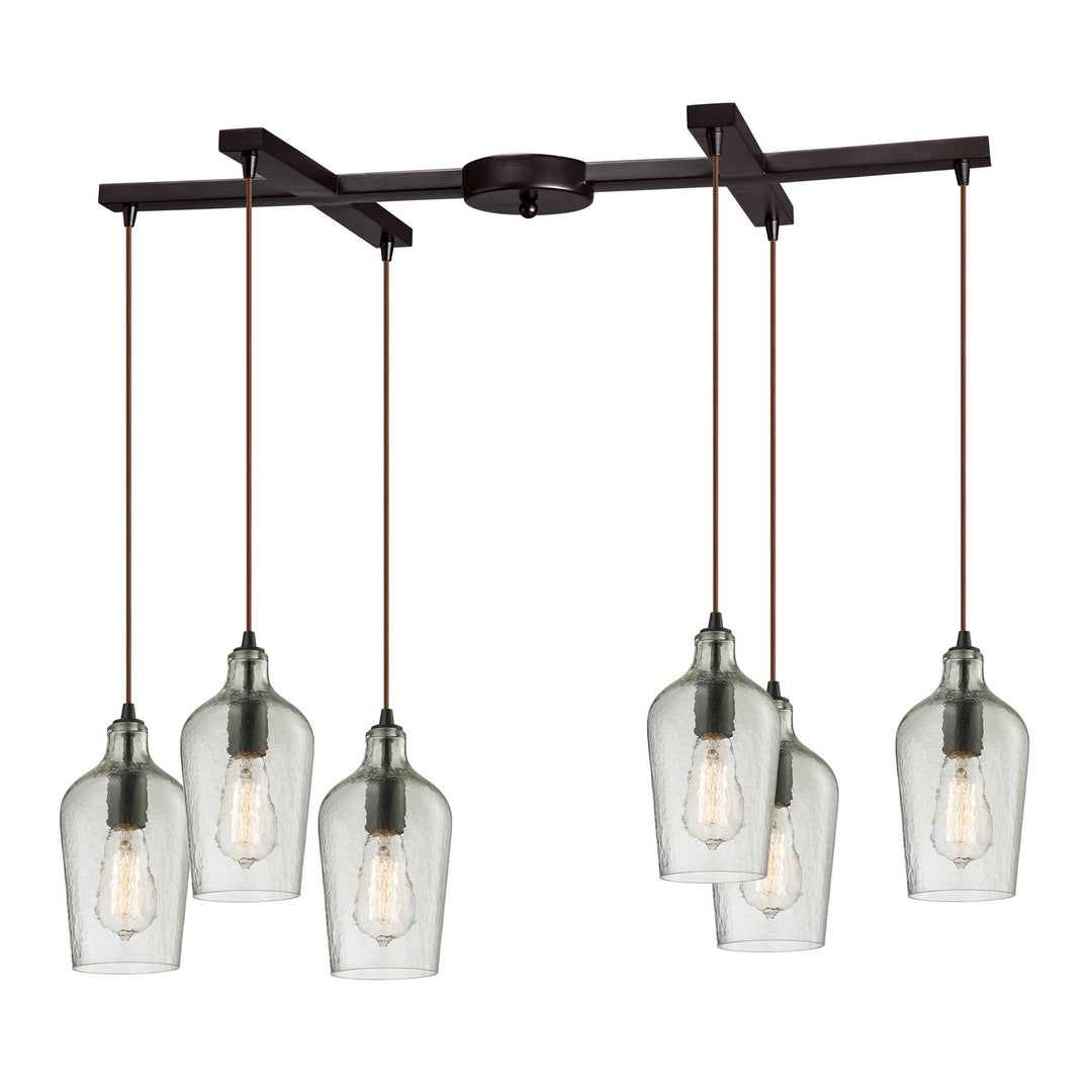 Elk Hammered Glass 10331/6CLR Pendant Light - Oil Rubbed Bronze