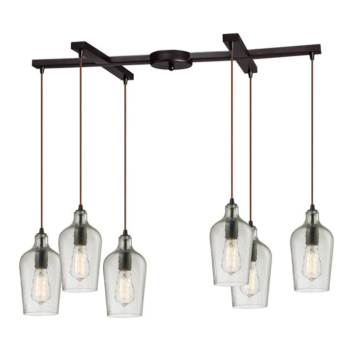 Elk Hammered Glass 10331/6CLR Pendant Light - Oil Rubbed Bronze