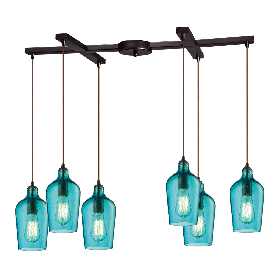 Elk Hammered Glass 10331/6HAQ Pendant Light - Oil Rubbed Bronze