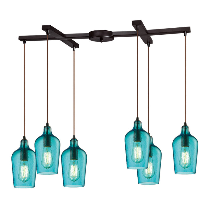 Elk Hammered Glass 10331/6HAQ Pendant Light - Oil Rubbed Bronze