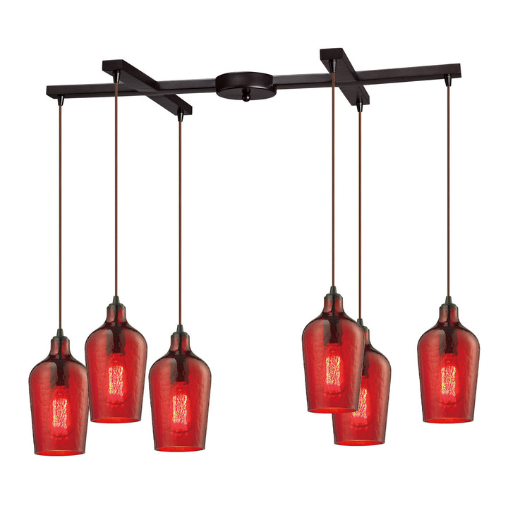 Elk Hammered Glass 10331/6HRD Pendant Light - Oil Rubbed Bronze