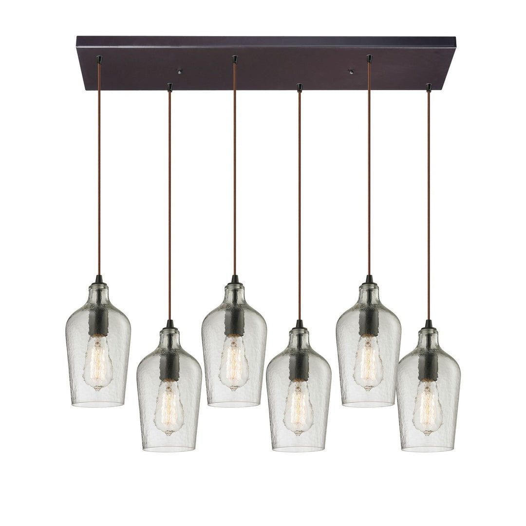 Elk Hammered Glass 10331/6RC-CLR Pendant Light - Oil Rubbed Bronze