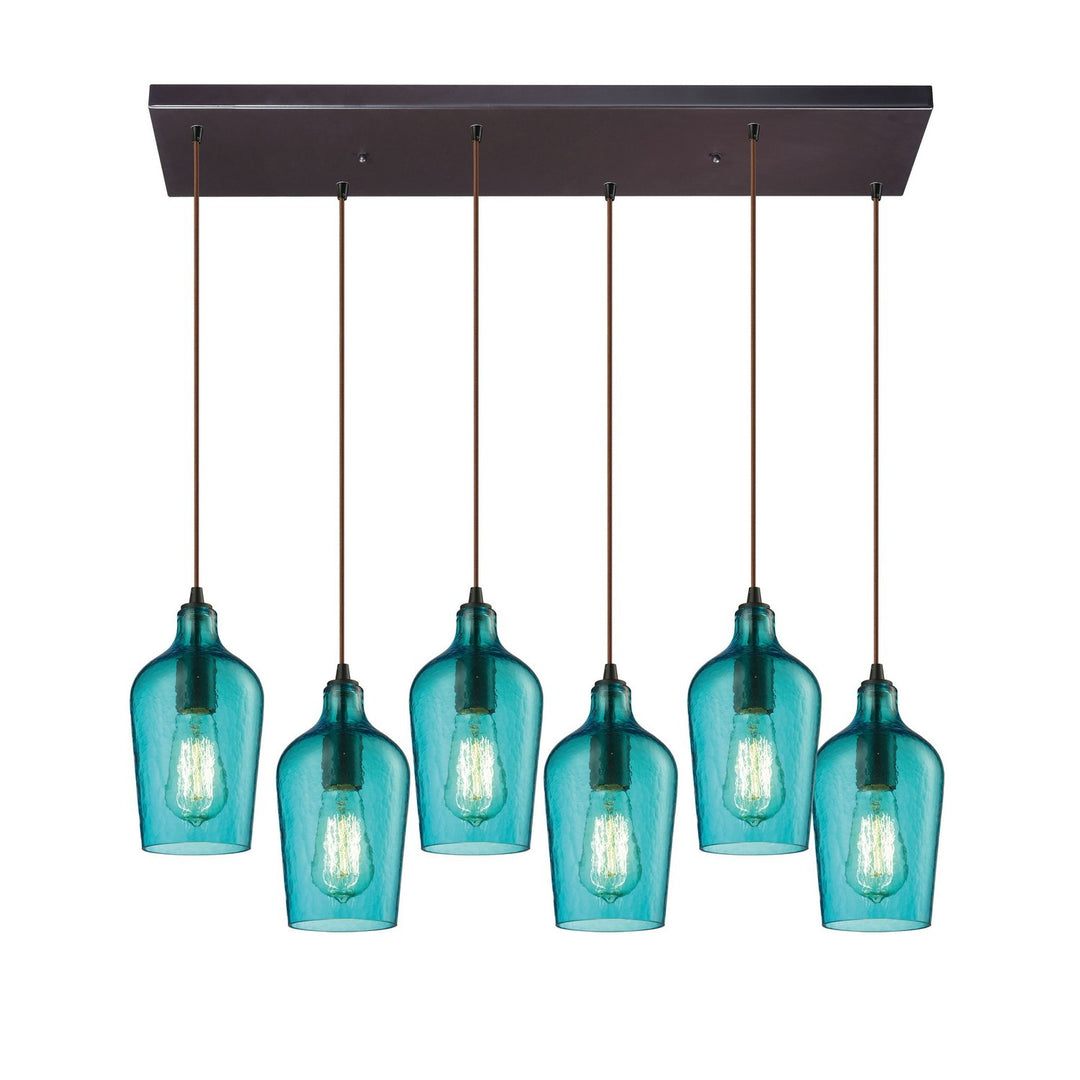 Elk Hammered Glass 10331/6RC-HAQ Pendant Light - Oil Rubbed Bronze
