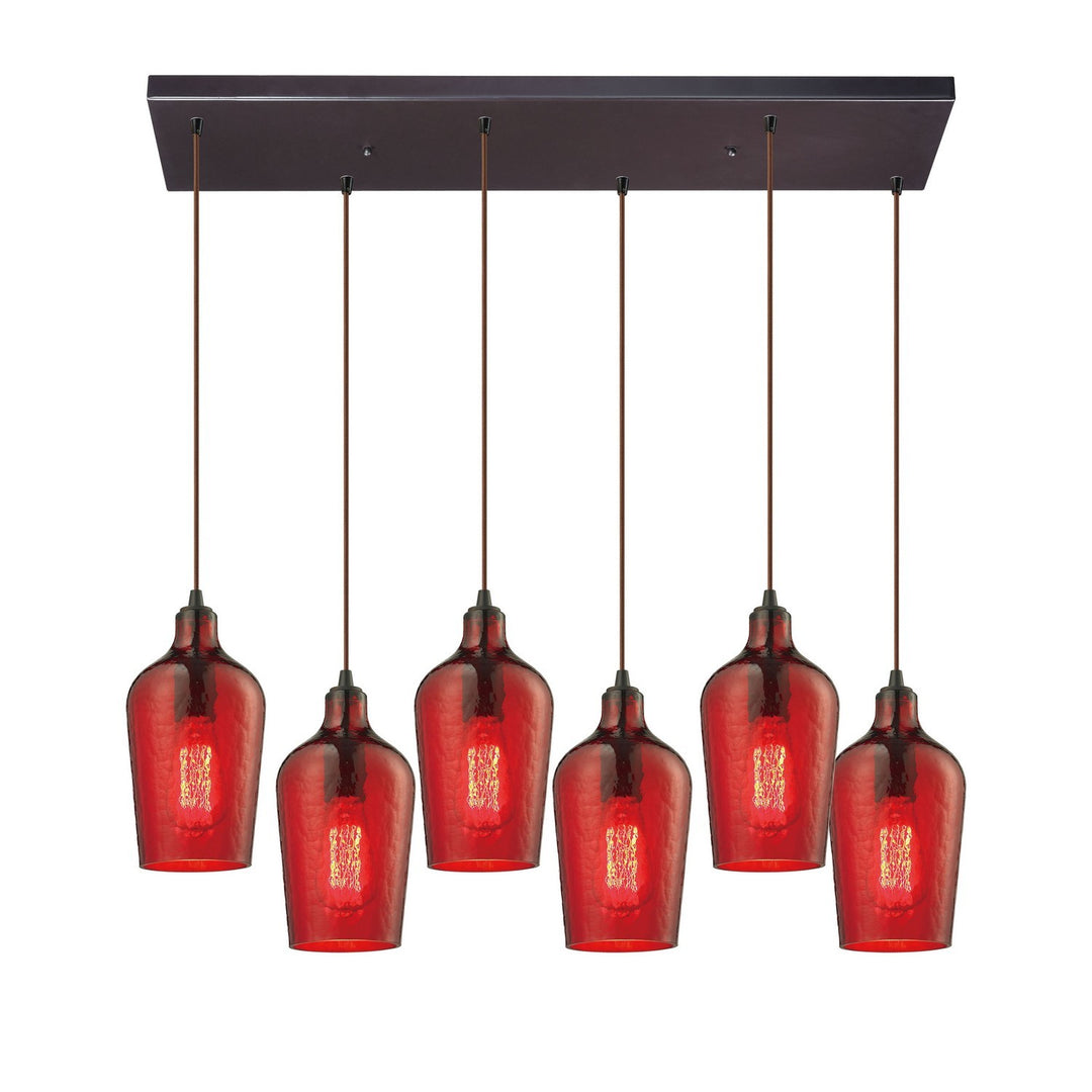 Elk Hammered Glass 10331/6RC-HRD Pendant Light - Oil Rubbed Bronze