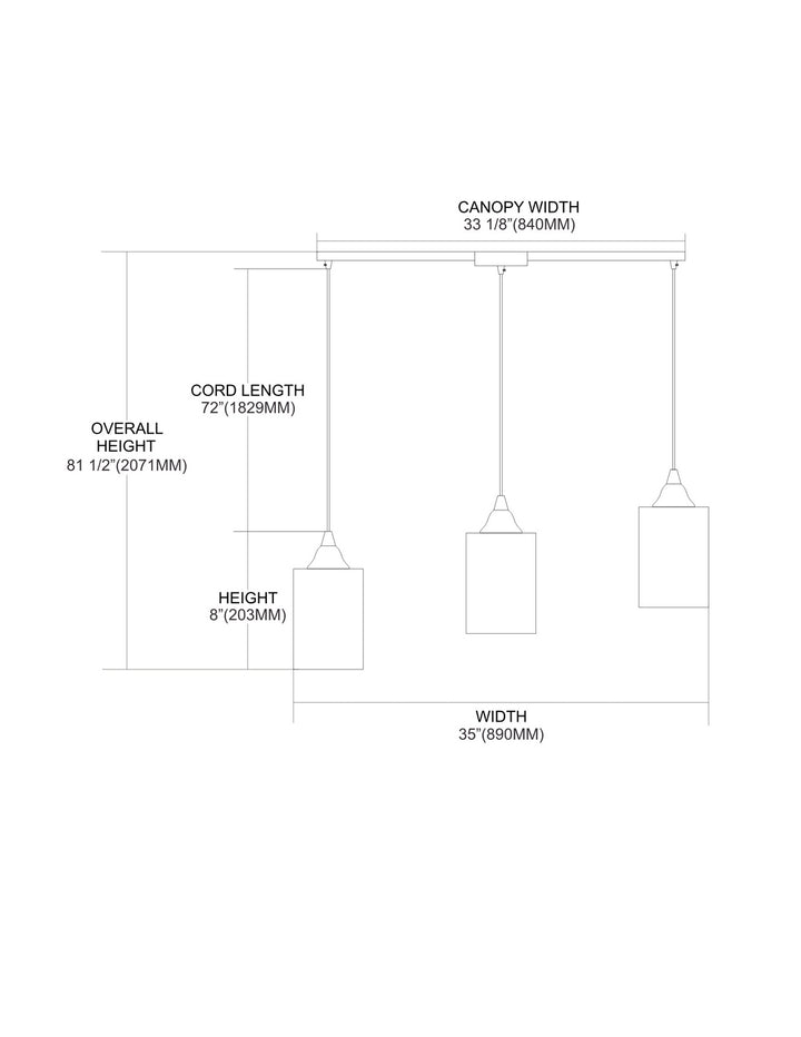 Elk Kersey 10343/3L Pendant Light - Satin Nickel