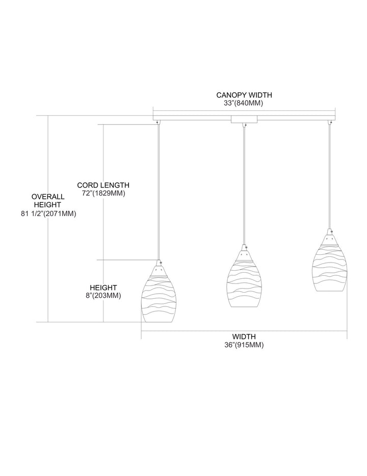 Elk Vines 31348/3L-MN Pendant Light - Satin Nickel