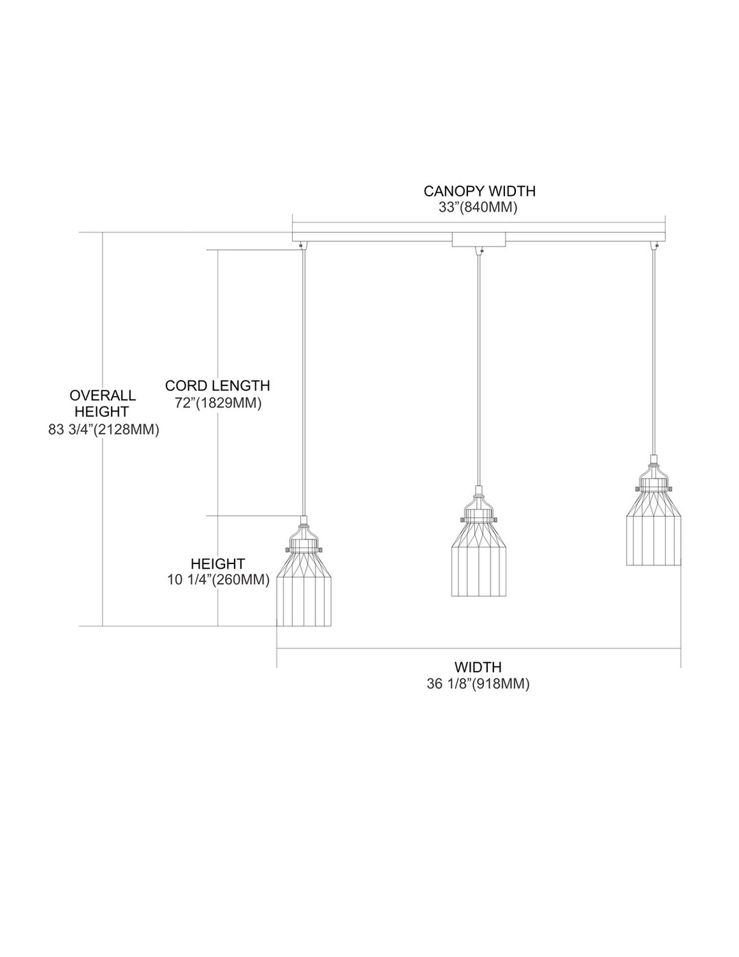 Elk Danica 46009/3L Pendant Light - Oil Rubbed Bronze