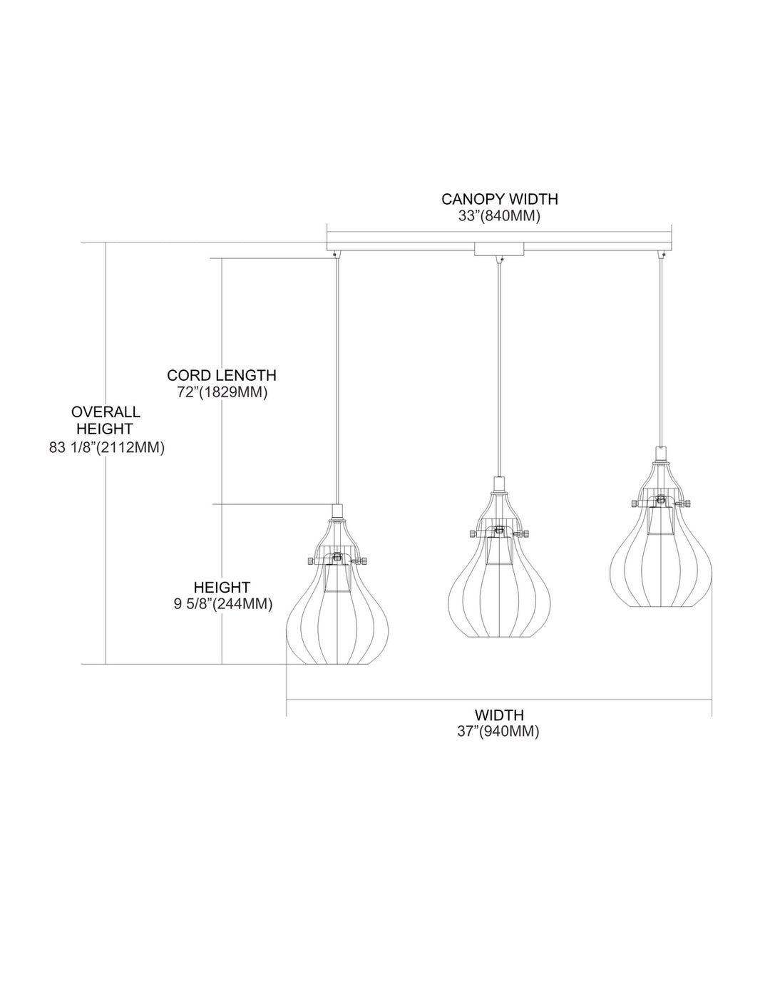 Elk Danica 46024/3L Pendant Light - Oil Rubbed Bronze