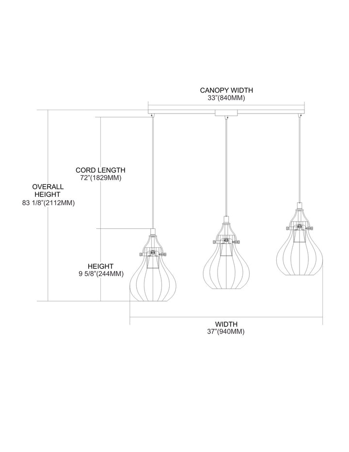 Elk Danica 46024/3L Pendant Light - Oil Rubbed Bronze