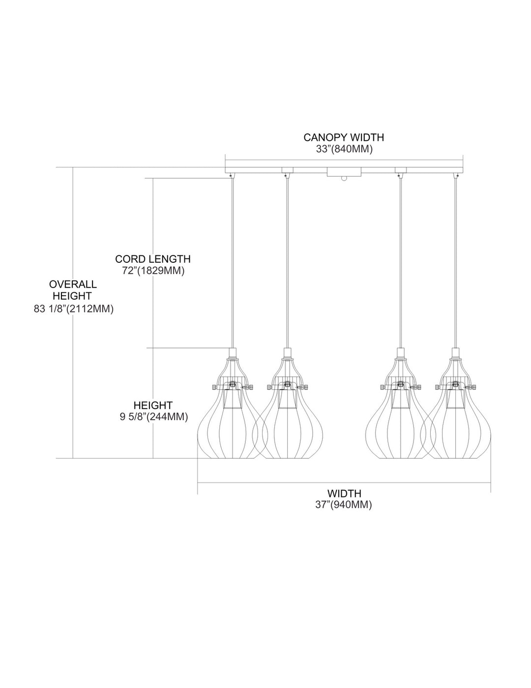 Elk Danica 46024/6 Pendant Light - Oil Rubbed Bronze