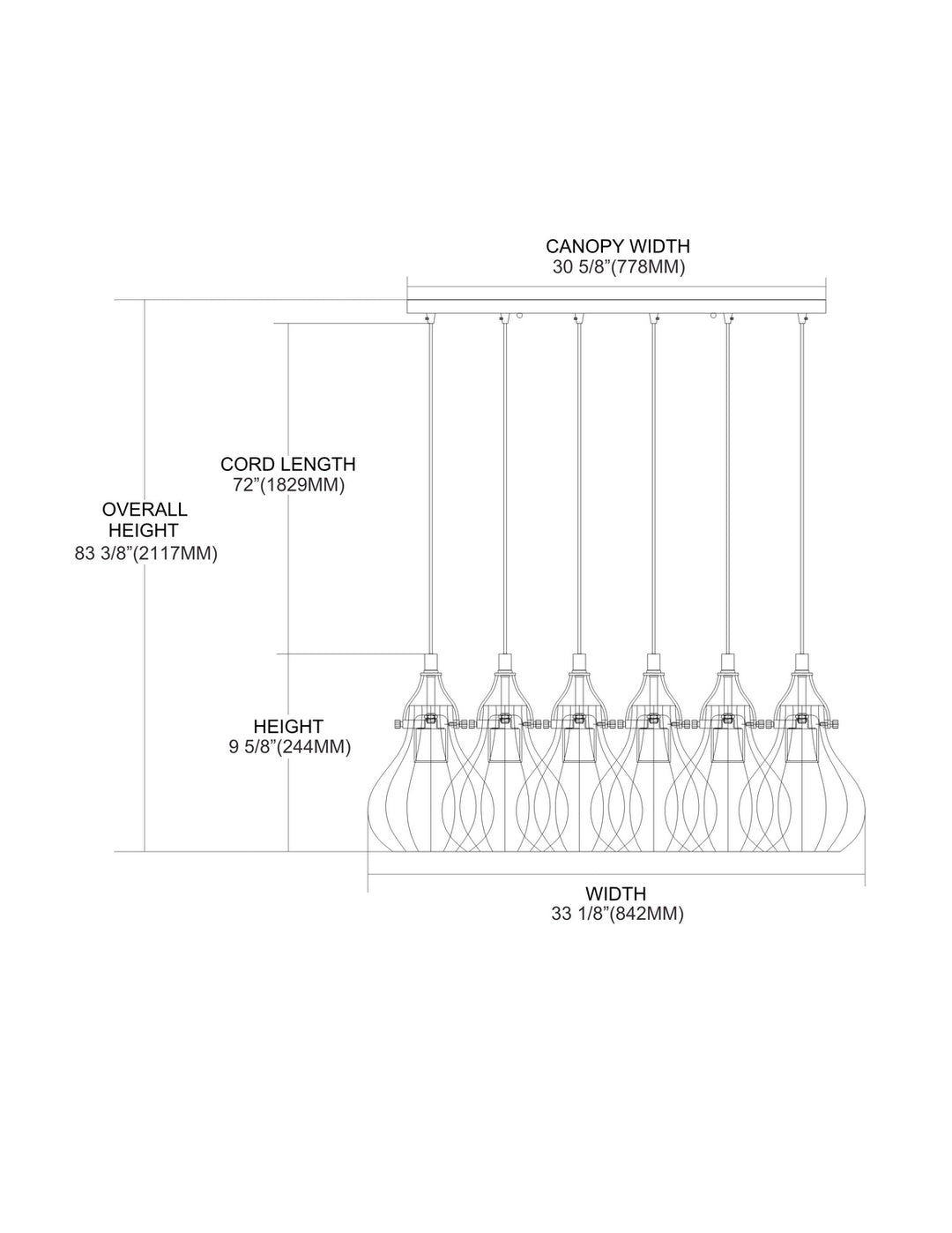 Elk Danica 46024/6RC Pendant Light - Oil Rubbed Bronze
