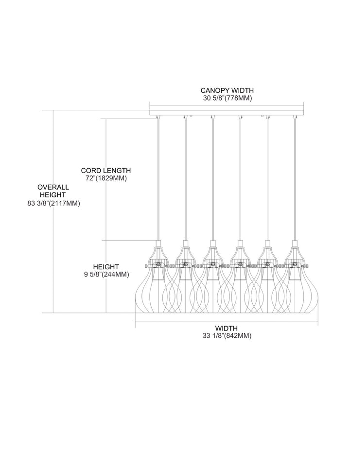 Elk Danica 46024/6RC Pendant Light - Oil Rubbed Bronze