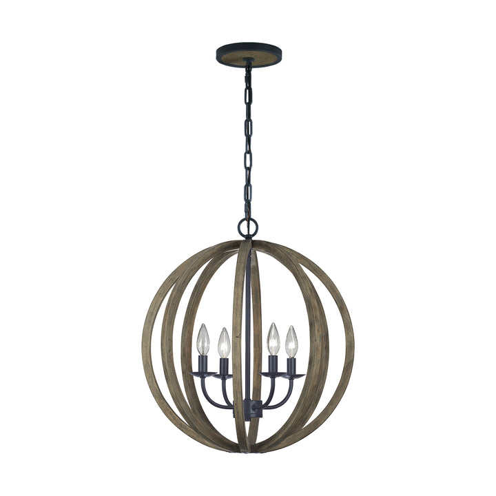 Visual Comfort Studio Allier F2935/4WOW/AF Chandelier Light - Weathered Oak Wood / Antique Forged Iron
