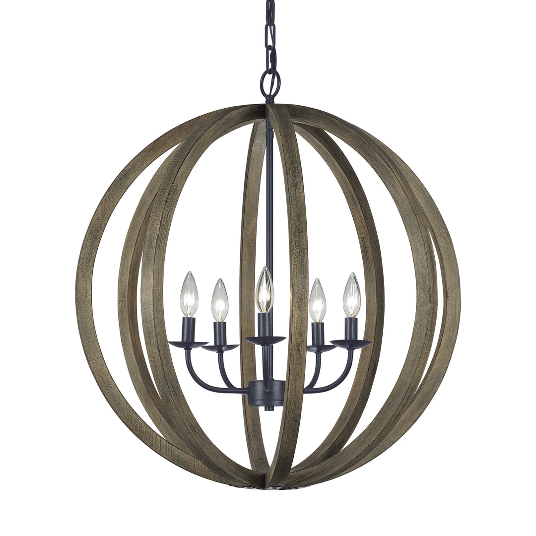 Visual Comfort Studio Allier F2936/5WOW/AF Chandelier Light - Weathered Oak Wood / Antique Forged Iron