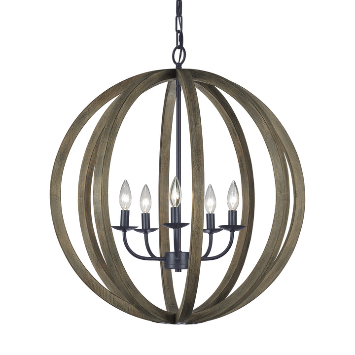Visual Comfort Studio Allier F2936/5WOW/AF Chandelier Light - Weathered Oak Wood / Antique Forged Iron