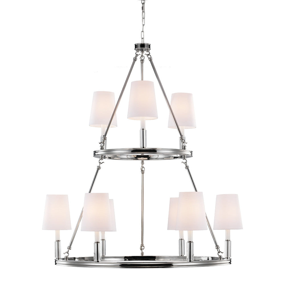 Visual Comfort Studio Lismore F2937/3+6PN Chandelier Light - Polished Nickel