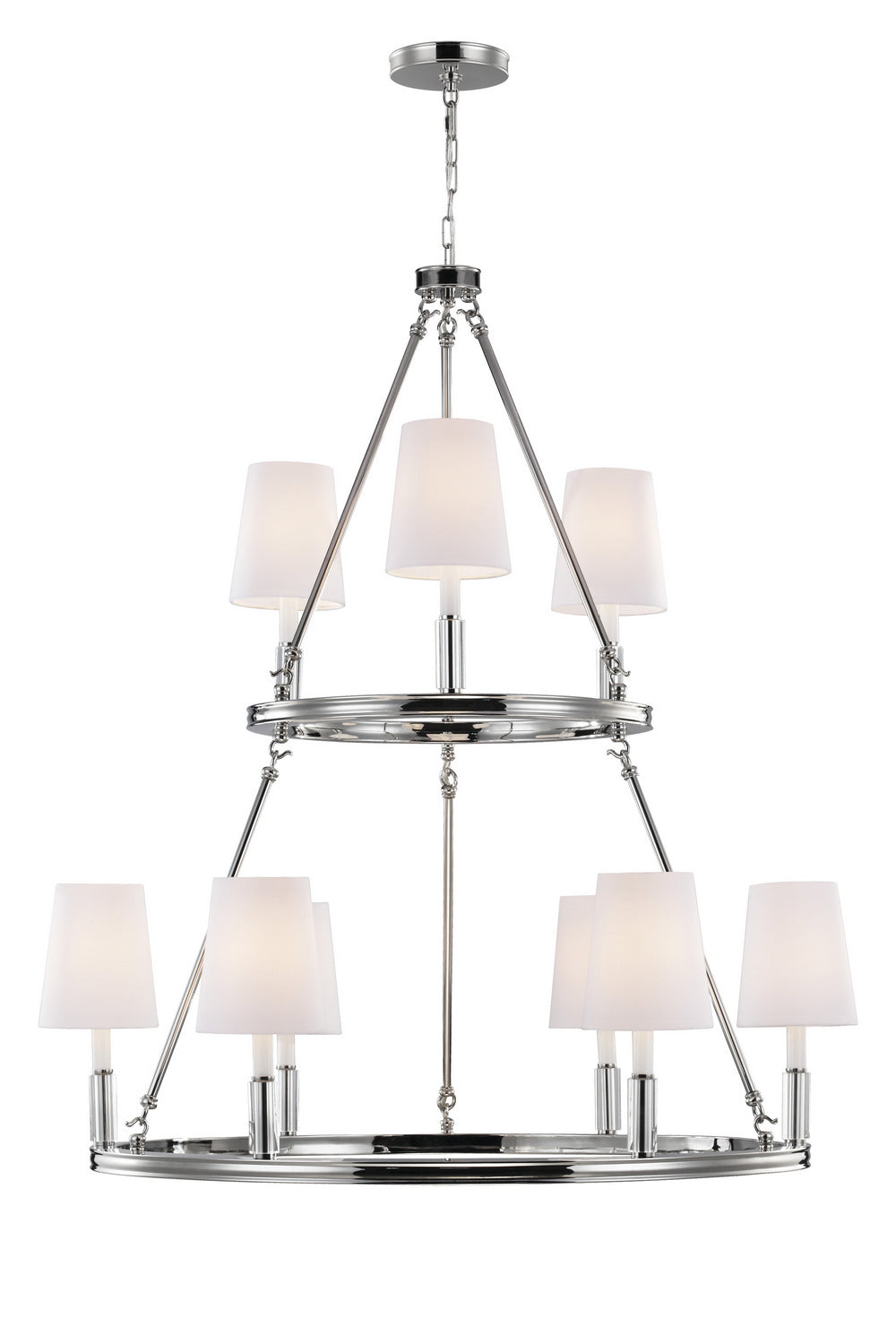 Visual Comfort Studio Lismore F2937/3+6PN Chandelier Light - Polished Nickel