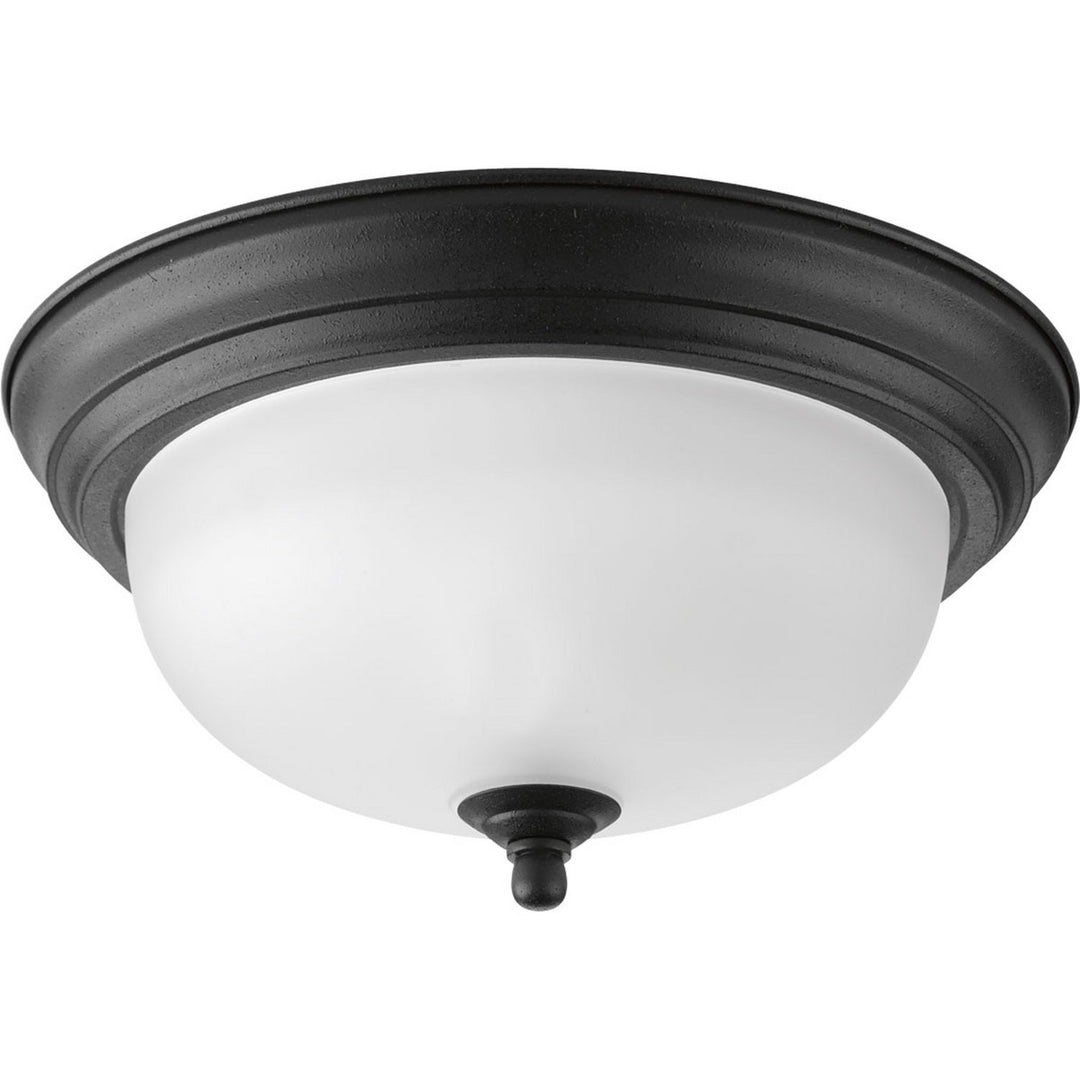 Progress Dome Glass - Alabaster P3924-80 Ceiling Light - Forged Black