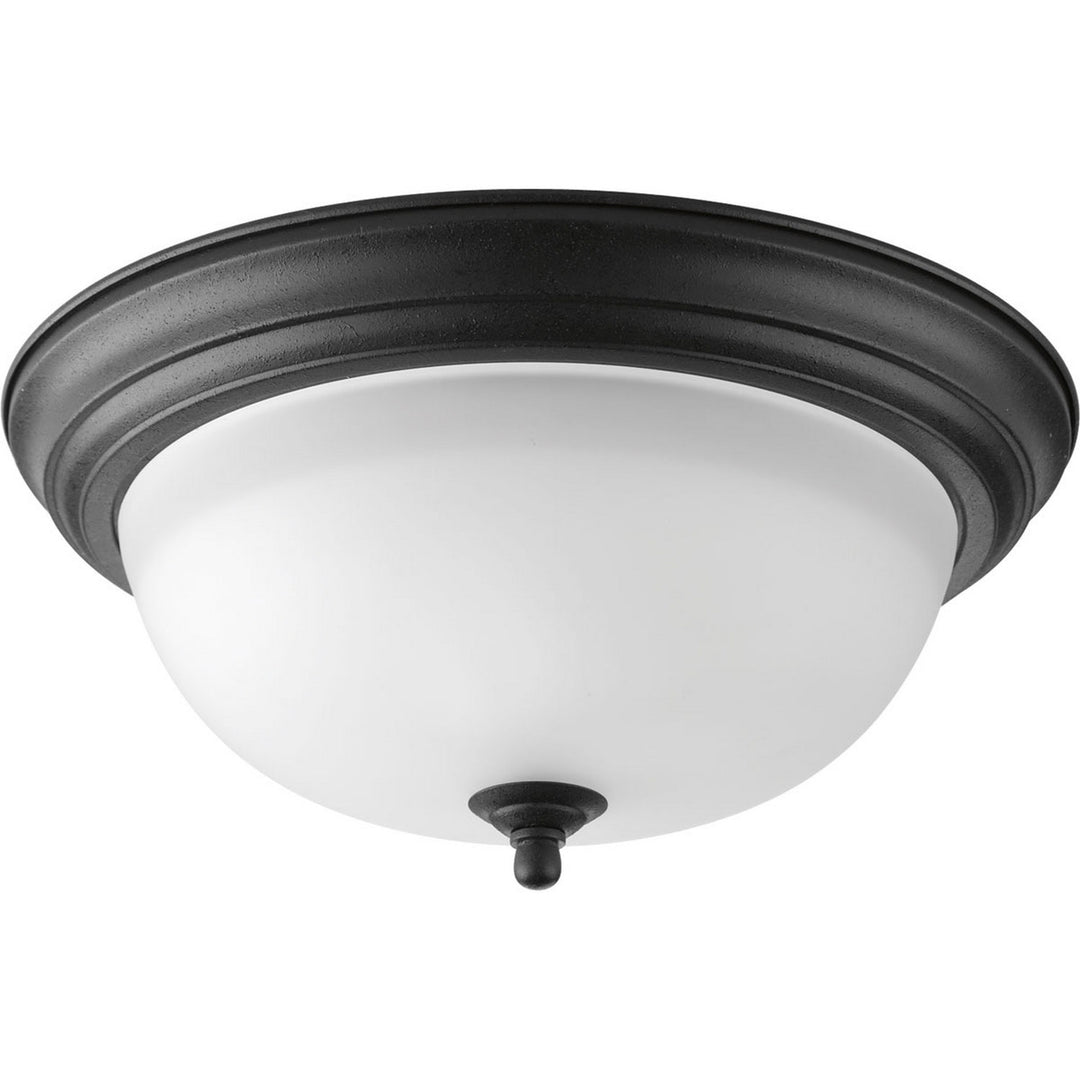 Progress Dome Glass - Alabaster P3925-80 Ceiling Light - Forged Black