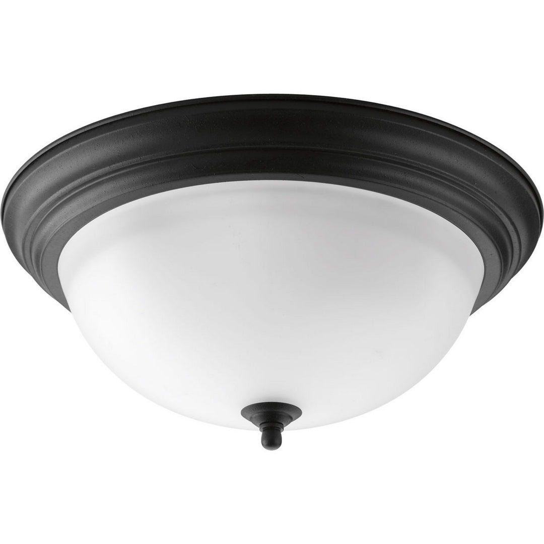 Progress Dome Glass - Alabaster P3926-80 Ceiling Light - Forged Black
