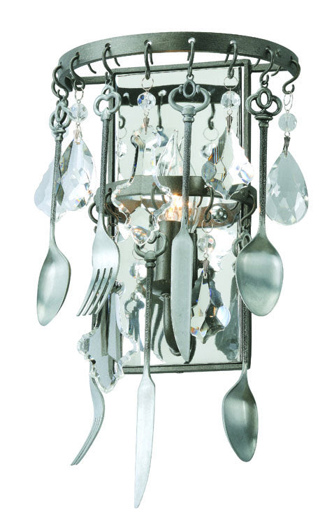 Troy Bistro B3801 Wall Sconce Light - Graphite W Antique Pewter Flat