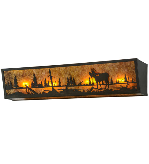 Meyda Tiffany Moose At Lake 56201 Bath Vanity Light 31 in. wide - Craftsman Brown