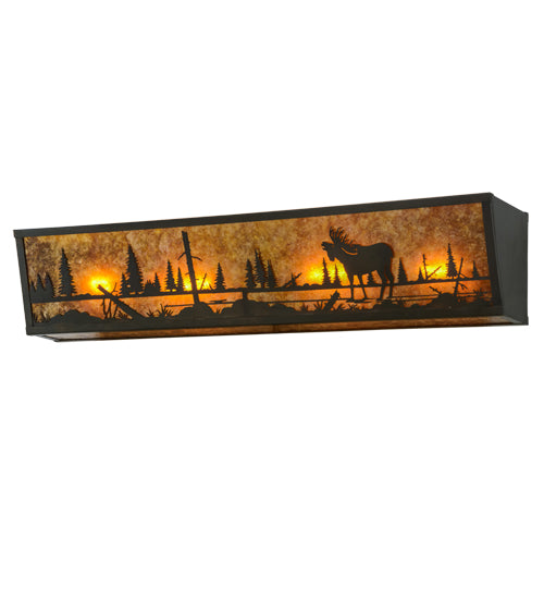 Meyda Tiffany Moose At Lake 56201 Bath Vanity Light 31 in. wide - Craftsman Brown