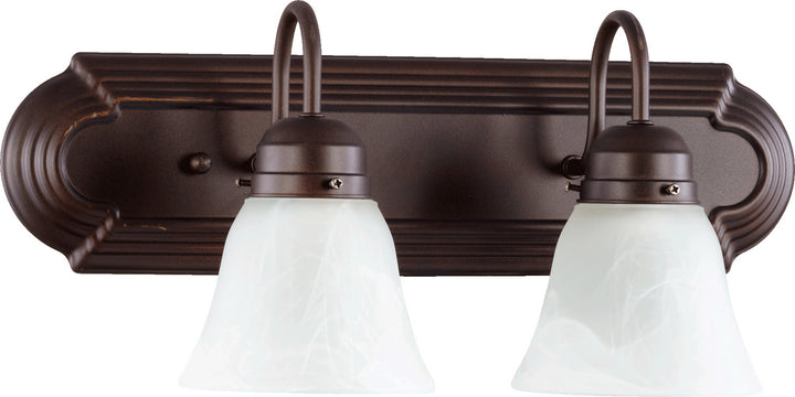 Quorum 5094 Vanities 5094-2-186 Bath Vanity Light 18 in. wide - Oiled Bronze W/ Faux Alabaster