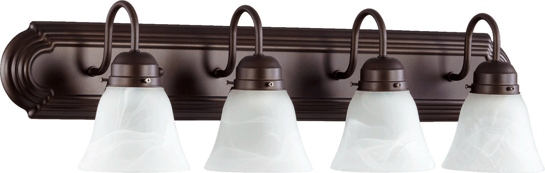 Quorum 5094 Vanities 5094-4-186 Bath Vanity Light 30 in. wide - Oiled Bronze W/ Faux Alabaster