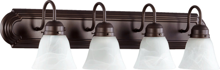 Quorum 5094 Vanities 5094-4-186 Bath Vanity Light 30 in. wide - Oiled Bronze W/ Faux Alabaster