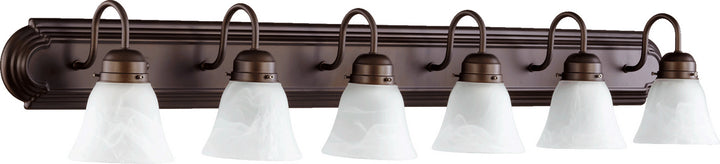 Quorum 5094 Vanities 5094-6-186 Bath Vanity Light 48 in. wide - Oiled Bronze W/ Faux Alabaster