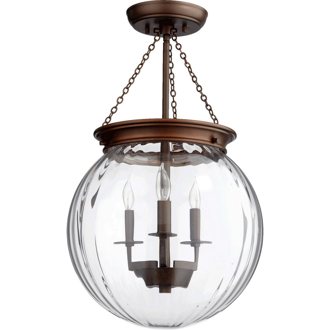 Quorum Pendant 6920-3-86 Pendant Light - Oiled Bronze w/ Clear