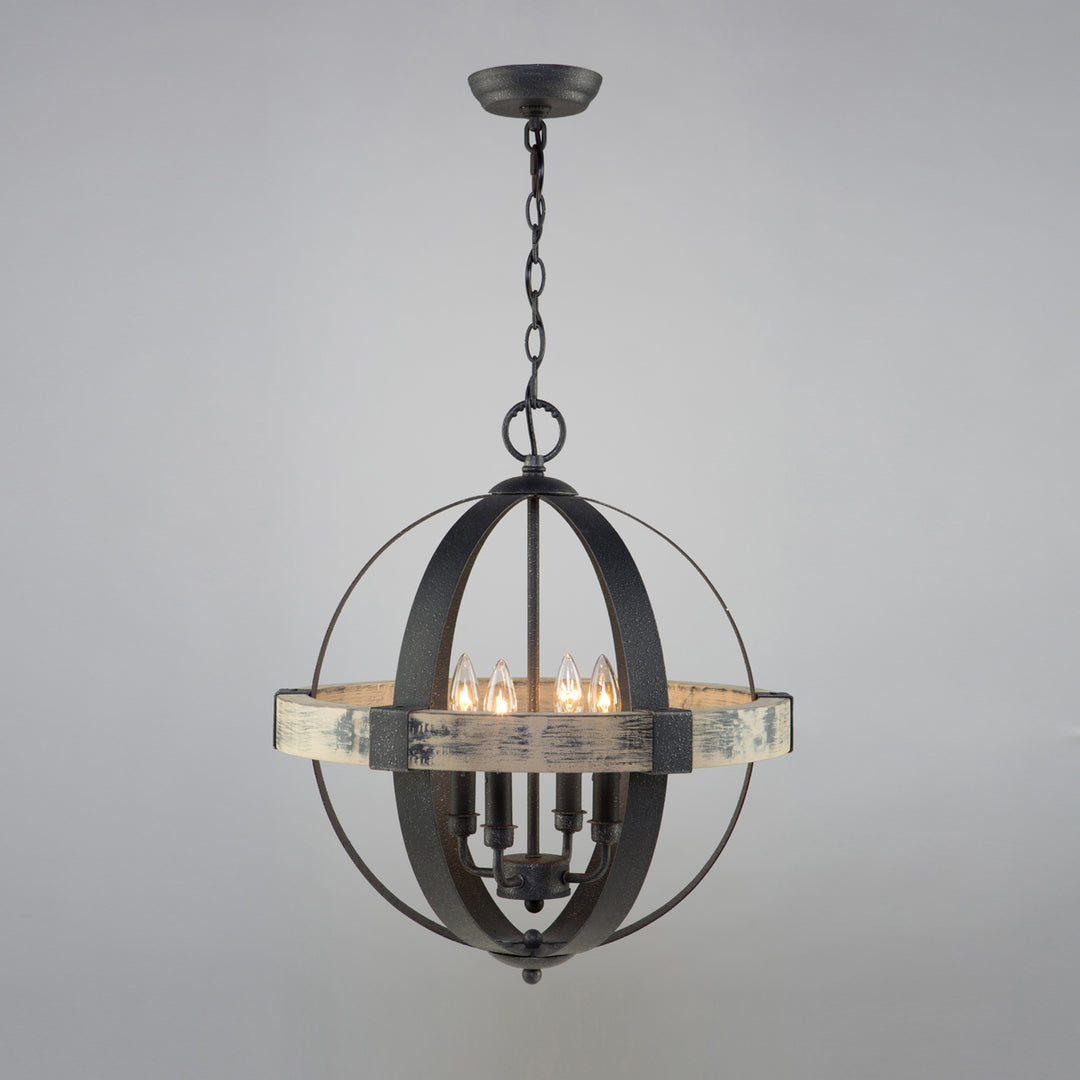 Artcraft Castello AC10015 Chandelier Light - Distressed wood and black