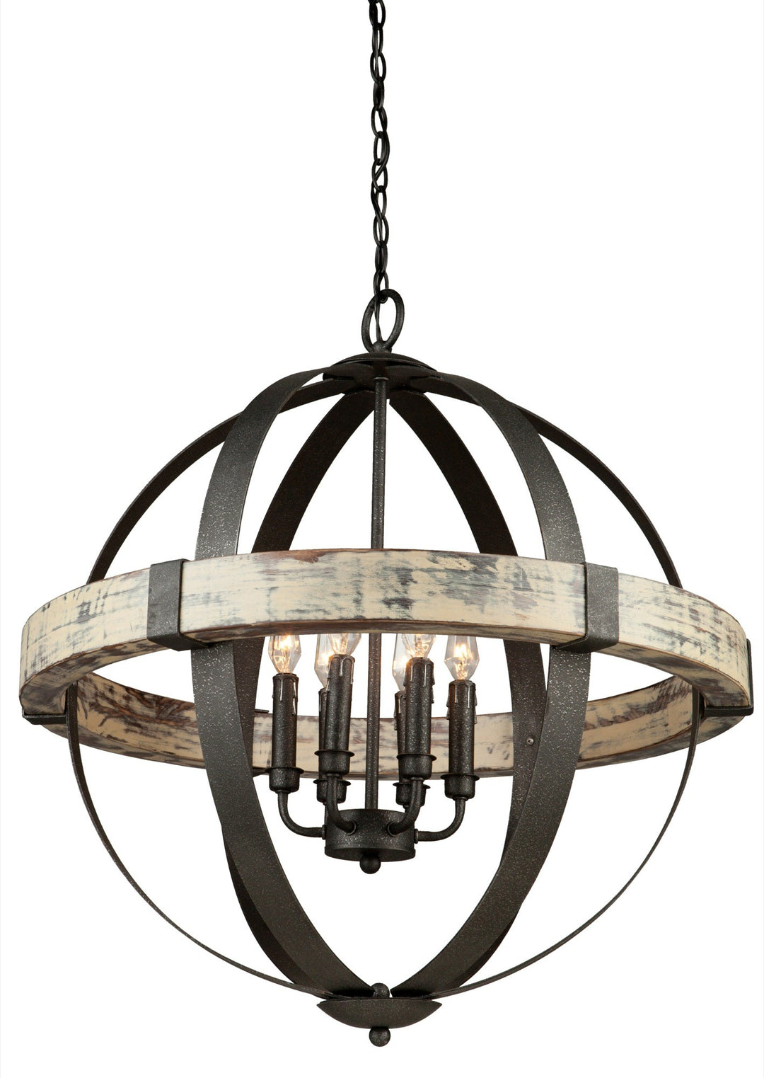 Artcraft Castello AC10016 Chandelier Light - Distressed wood and black