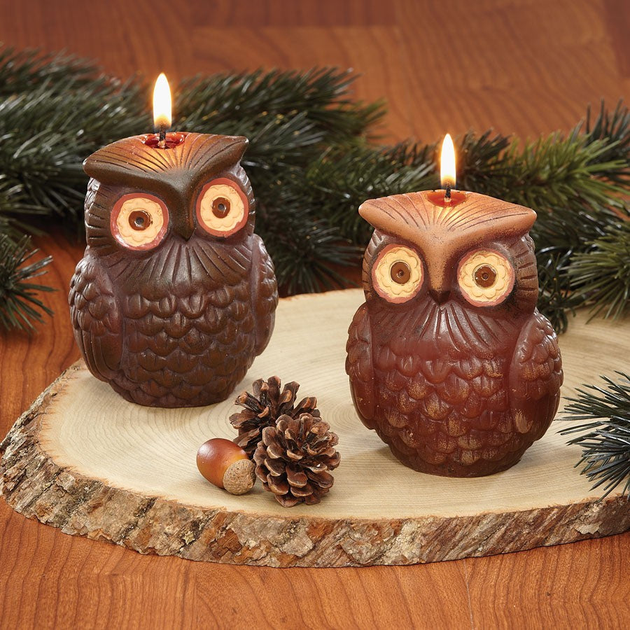 Decoflair & Decoglow ASP1599 Owl Owl Candle Home Decor Bronze / Dark