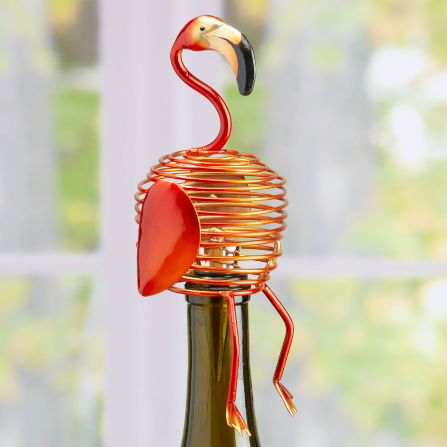 Decoflair & Decoglow DFA1881 Wine Bottle Topper Figurine Metal Wine Bottle Topper - Flamingo Home Decor Bronze / Dark