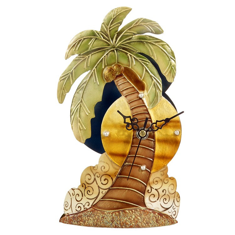 Decoflair & Decoglow DFA2242 Desk Clocks Desk Clocks - Palm Tree Home Decor Bronze / Dark