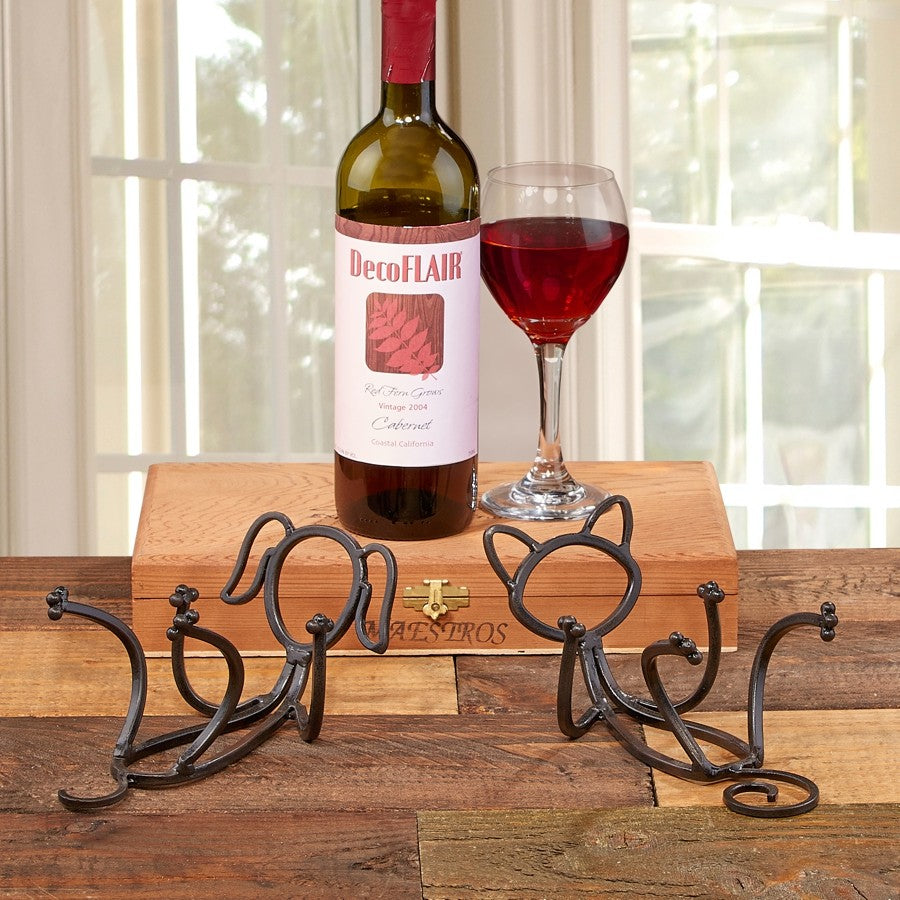 Decoflair & Decoglow DFA3021 Wine Bottle Holder Wine Bottle Holder - Drinking Dog Home Decor Bronze / Dark