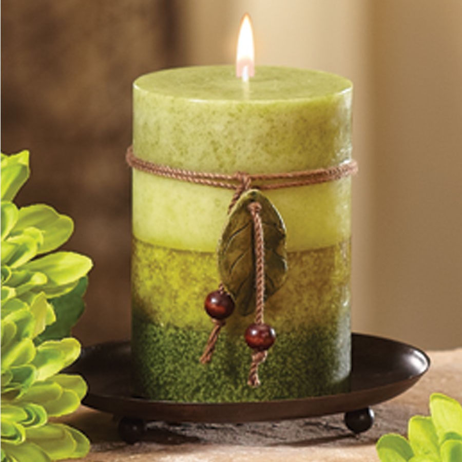 Decoflair & Decoglow NAT1466 Naturals Serenity Pillar Home Decor Bronze / Dark