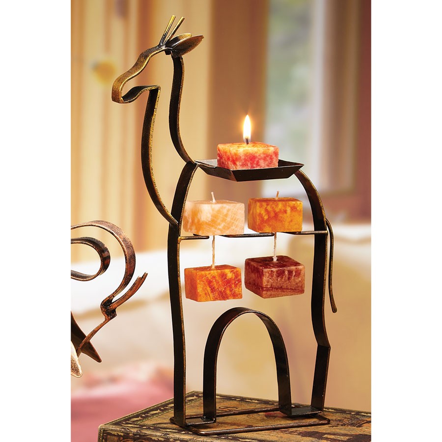 Decoflair & Decoglow NAT2047 Naturals Figurine Cor Holder - Giraffe Home Decor Bronze / Dark