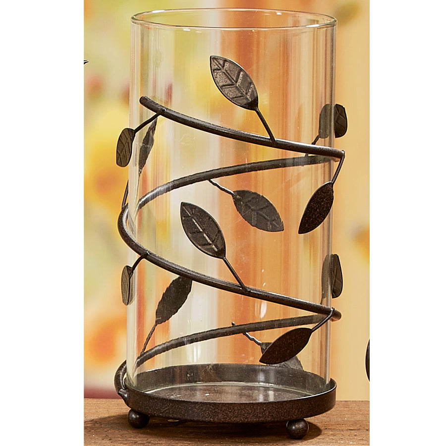 Decoflair & Decoglow NAT2966 Naturals Candle Lantern Leaves Home Decor Bronze / Dark